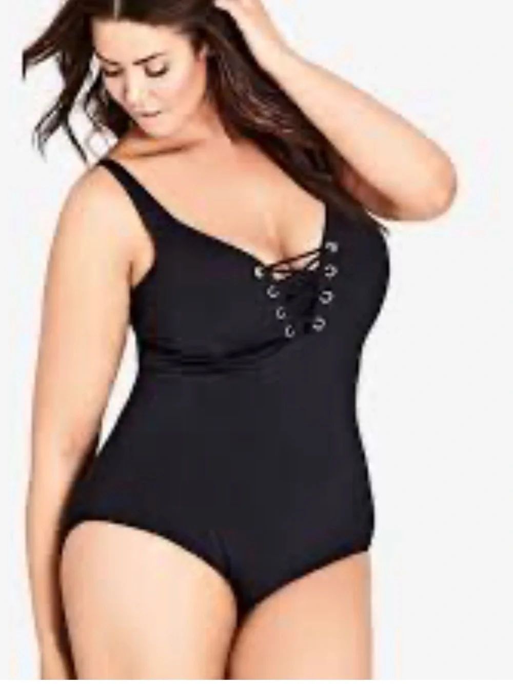 City Chic Lace Front Underwire No Padding Swim Black Size Large (20) NWT